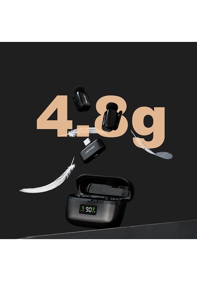 Lenyes Lm206 Dijital Led Göstergeli Type-c Portlu Kablosuz Yaka Mikrofonu Siyah