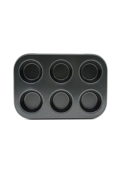 Jenerik 6 Gözlü Siyah Metal Muffin Kalıbı