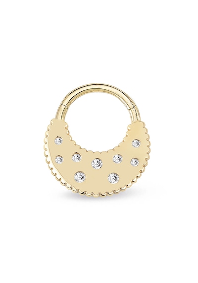 Lilarote Tırtıklı Taşlı Altın Helix Piercing