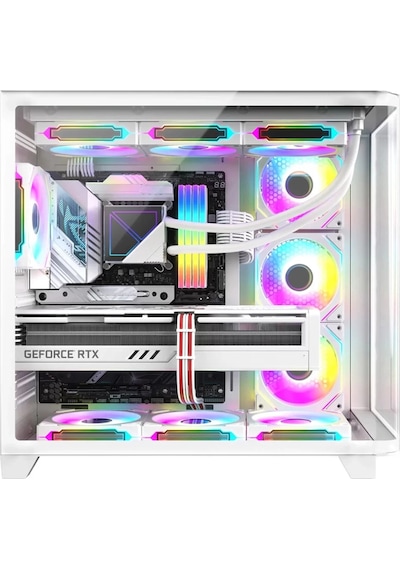Dragos Ocean Curved Pro V2 Beyaz 7x Argb Fan 750w 80+ Akvaryum Gaming Bilgisayar Kasası