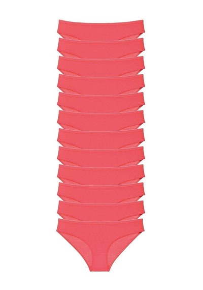 12 Adet Süper Eko Set Likralı Kadın Slip Külot Fuşya Standart