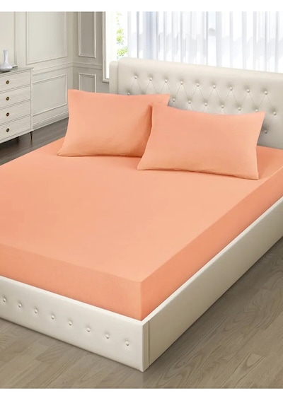 Lionas Çift Kişilik Lastikli Kumaş Çarşaf + 2 Yastık Kılıfı Somon