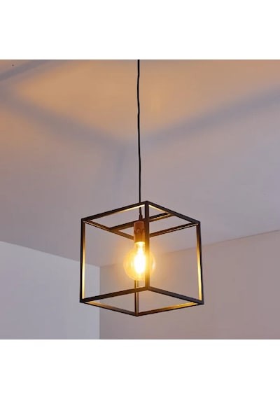 Riolıght Modern1,retro1,rustik1 Küp Metal Tekli Sarkıt Avize 25cm X 25cm Siyah
