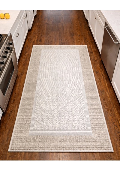 Mess Modern Dekoratif Yumuşak Dokulu Sisal Halı 3945 Krem Vizon Çok Renkli