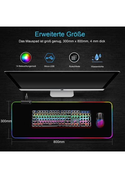 Owege Oyun Fare Altlığı Xxl 800 X 300 Mm Rgb Fare Altlığı, Büyük,