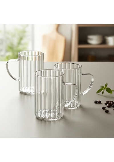 3'lü Borosilikat Cam Kupa Seti - 300 Ml Isıya Dayanıklı İnce Ve Hafif Çay/kahve Bardağı - Kurşunsuz Ekolojik 3 Adet çok renkli