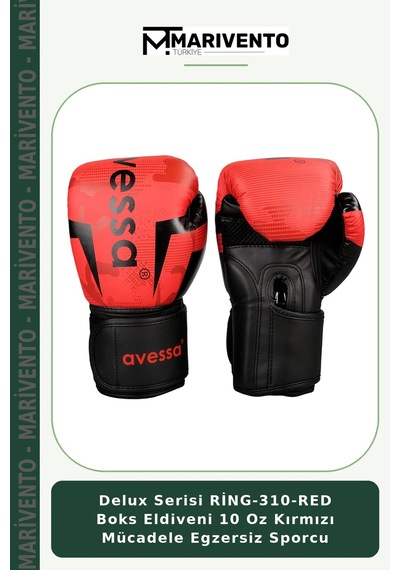 Delux Serisi Ring-310-red Boks Eldiveni 10 Oz Kırmızı Mücadele Egzersiz Sporcu