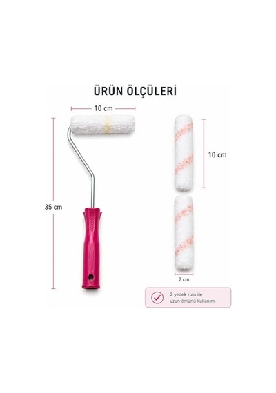 Parmak Rulo Seti 2 Yedek Rulo Boya Rulosu Mini Boya Rulosu Badana Rulosu Duvar Boyama Seti Dar Alan Boya Aparatı Asort