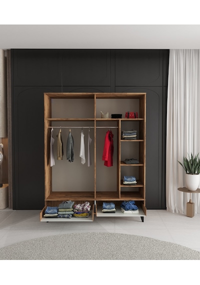 Irmak 4 Kapaklı Çekmeceli Gardırop - Tamamı Mdf Yeşil