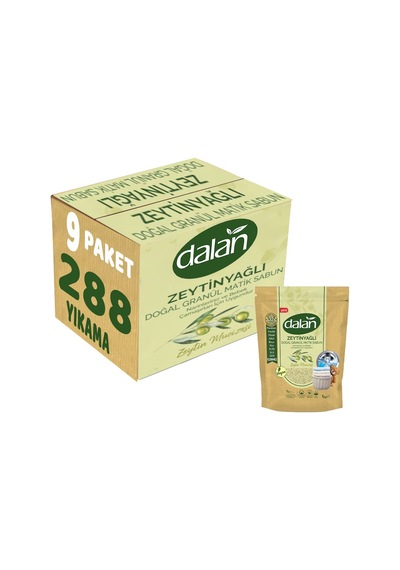 Dalan Doğal Granül Sabun Tozu 1kg Bebekler İçin %100 Zeytinyağlı 9 Lu Set