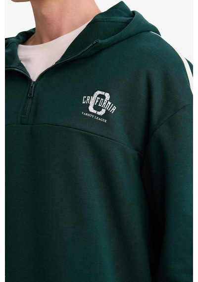 Defacto Boxy Fit Kapüşonlu Baskılı Sweatshirt F8659ax26spgn465 Yeşil-gn465