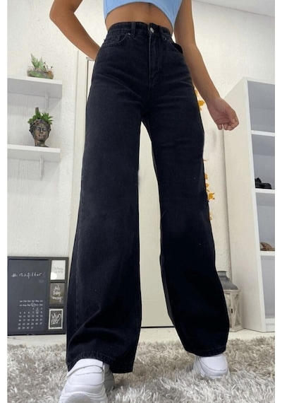 Woddi Nvn Hsn Cnk Felix Kadın Salaş Solmayan Siyah Bel Wide Leg Comfort New Sezon