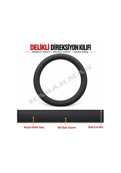 Ford Ranger T6 Dikme Direksiyon Kılıfı Premium Komple Delikli Deri Siyah Dikiş Xlt-wildtrak 2016-2022