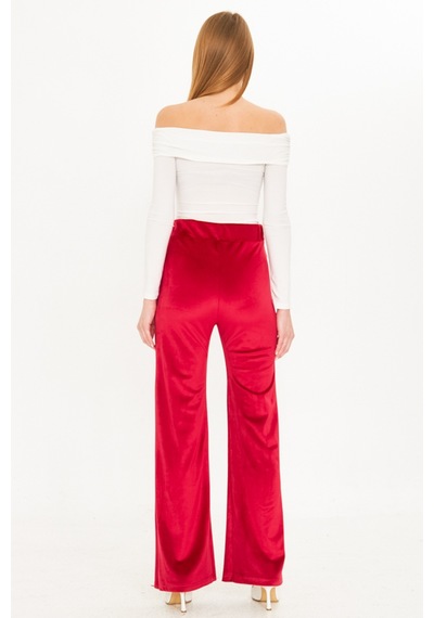 Armonika Kadın Kırmızı Beli Lastikli Kadife Pantolon Arm-25k001091