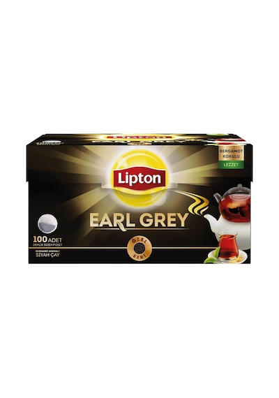 Lipton Earl Grey Demlik Süzen Poşet Bergamot Aramolı Siyah Çay 100'lü Paket