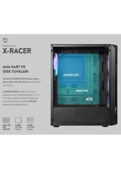 4x Rgb Fanlı Gaming Bilgisayar Kasası - Yüksek Hava Akışı, Modern Tasarım, Sessiz Fan