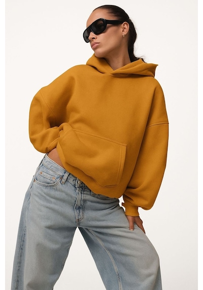Kapüşonlu Unisex Sweat Sarı