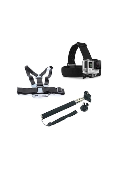 Gopro Uyumlu Kafa Göğüs Bandı Monopod Seti