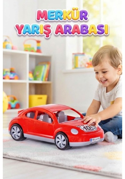 Merkür Kırmızı Spor Yarış Arabası - Eğitici Ve Gerçekçi 35 Cm Oyuncak Yarış Arabası