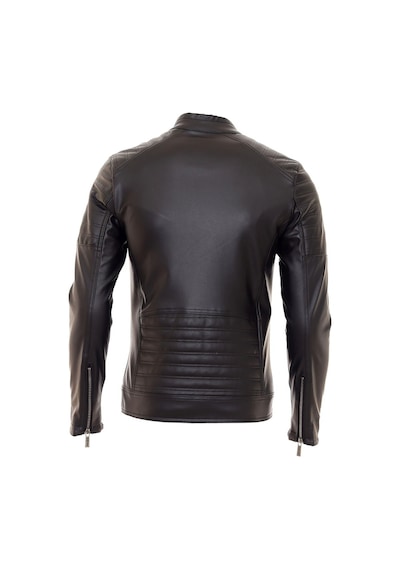 Oliggopol Erkek Siyah İç Cepli Slim Fit Spor Deri Ceket Dm Siyah