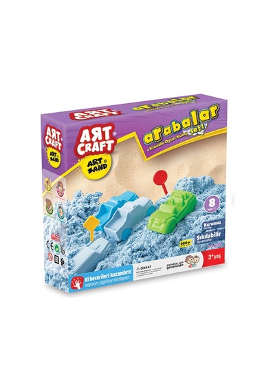 Art Sand Arabalar Seti 500 Gr. - Oyun Kumu Seti - Kinetik Kum Seti - Natural Kum - Doğal Kum Renkli