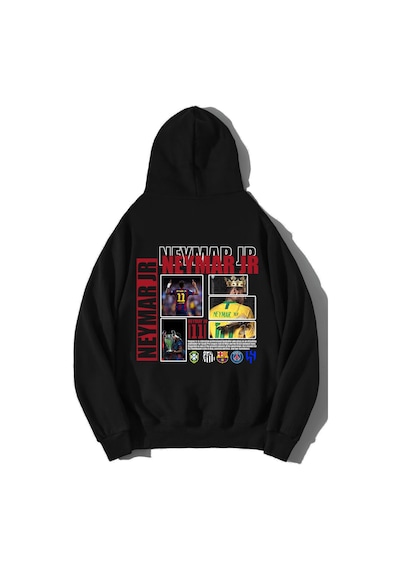Brz Collection Unisex Oversize Neymar Jr Hoodie Siyah