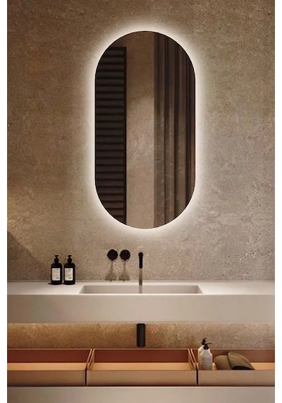 Fawdecor Led Işıklı Oval/kapsül Duvar Aynası 110 X 110 Beyaz Işık