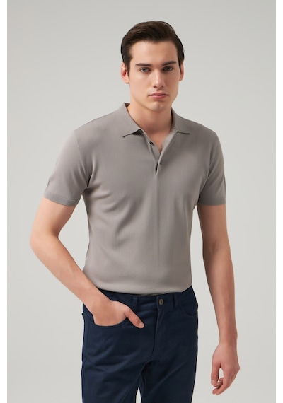 D's Damat Ds Damat Slim Fit Gri Düz Örgü T-Shirt 0Hf069421001M Gri