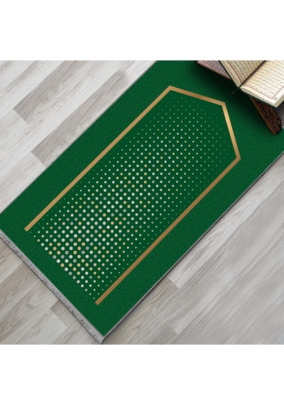 Evaşk Namazlık Dokuma Halı Kaymaz Muslumana Seccade 66x113 YEŞİL EVAŞK601C66