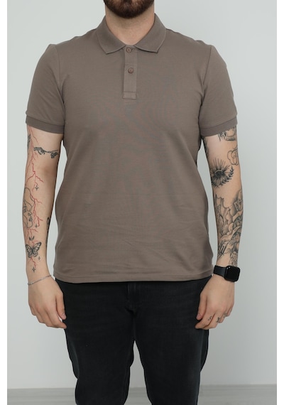 Hscstore Erkek Polo Yakalı Vizon Tişört- 8420-vizon Vizon