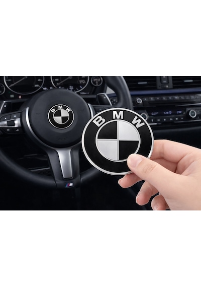 Bmw Siyah Logo Damla Sticker Araba Direksiyon Amblem Damla Sticker 4,5 Cm 45 Mm 1 Adet 1 Adet