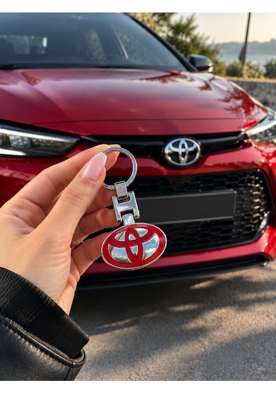 Toyota İle Uyumlu Metal Kırmızı Anahtarlık Aksesuar Corolla Avensis Auris Yaris