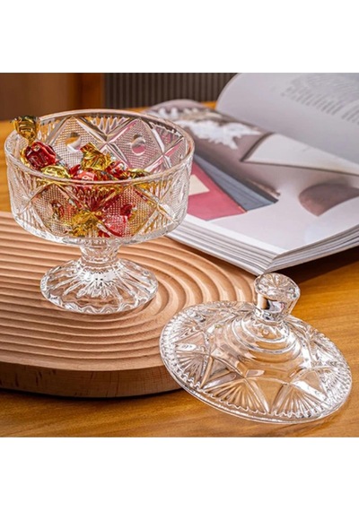 Vintage Kristal Cam Şekerlik Lokumluk 450 Ml