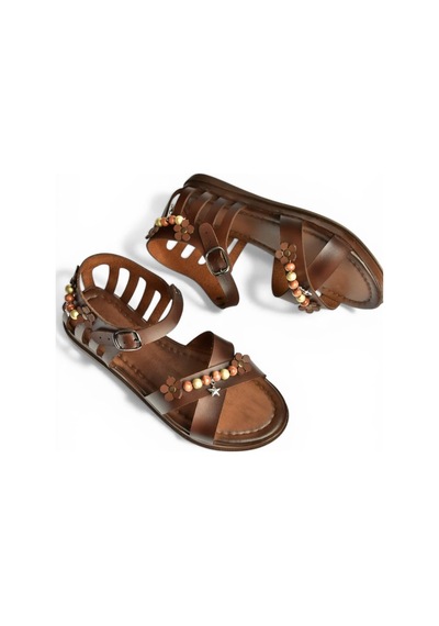 Fox Shoes Y390360203 Kahverengi Hakiki Deri Kadın Sandalet