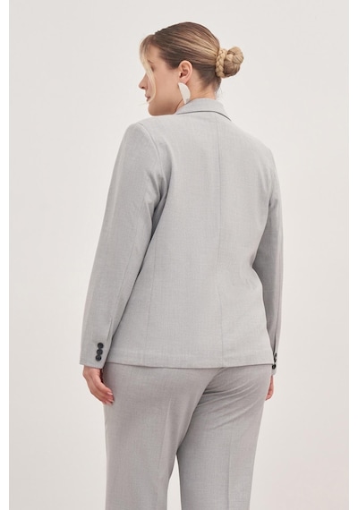 Myline Astarlı Tek Düğmeli Blazer-1777-gri Gri