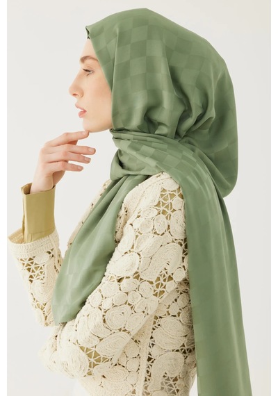 Mirsoy Scarf Dama Desen İpeksi Jakar Şal Yeşil