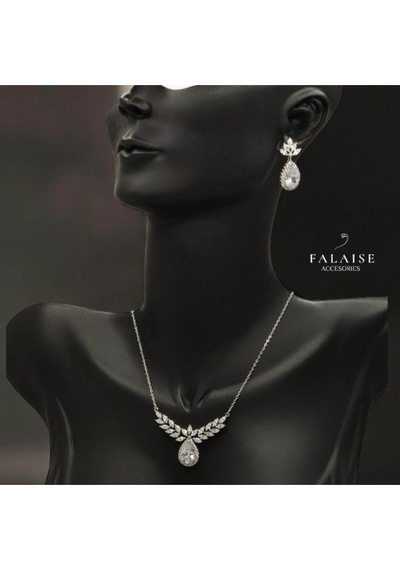 Zirkon Taşlı Damla Model Abiye Set Gümüş