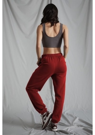 Madmext Kadın Bordo Beli Lastikli Oversize Eşofman Altı Mg1235 BORDO