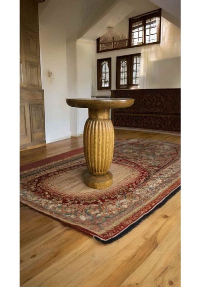 Simillo Doğal Masif Ahşap Tekli Yan Sehpa Koyu Ceviz Renkli Mantar Sehpa Modeli - Coffee Table Koyu Ceviz