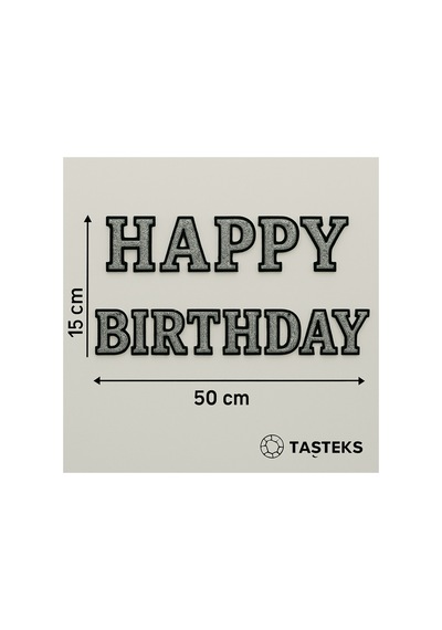 Taşlı Ütülenebilen Veya Sticker Olarak Kullanılabilen Happy Birthday Yazısı