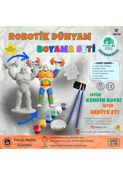 Codlaı Kids Robotik Dünyam 3d Boyama Seti - Çocuklar İçin Eğitici Yaratıcı Oyuncak Boyama Kiti - Güçlü Robot