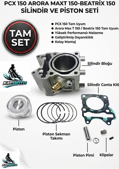 Honda Pcx 150 2014-17/arora Max T 150 /beatrix 150 Komple Silindir Piston Takımı Arasmto