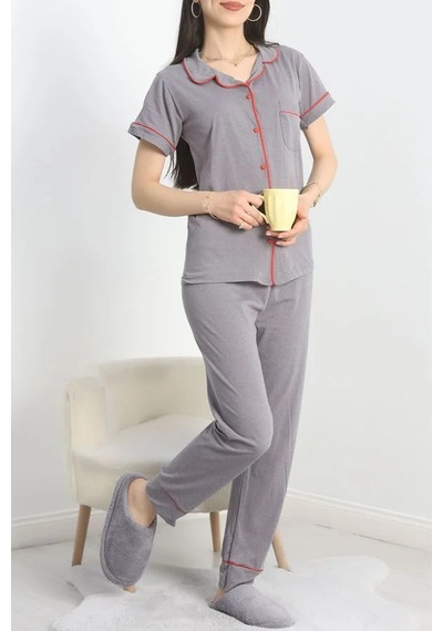 Seka Store Seka Süprem Düğmeli Pijama Takımı Füme - 30320.1048. Çok Renkli Seka Store Seka Süprem Düğmeli Pijama Takımı Füme - 30320.1048. Çok Renkli