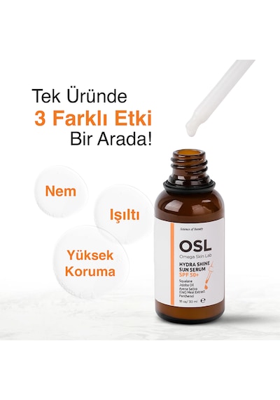 OSL Omega Skin Lab Hydra Shine Sun Nemlendirici Güneş Koruyucu Serum SPF50 30 ML