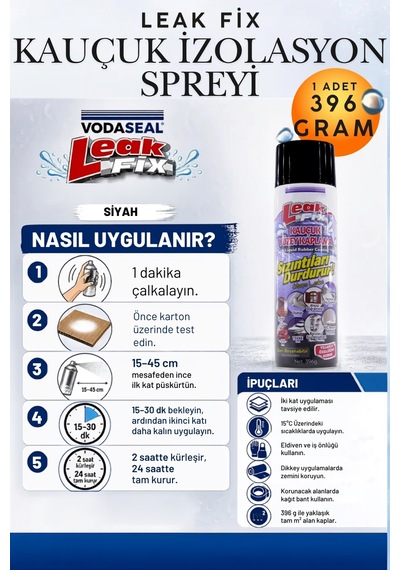 396 Gr Siyah Su Yalıtım Sızdırmaz Geçirmez İzolasyon Kauçuk Spreyi Çatı Oluk, Banyo, Boru, Teras Ve Duvar Sızıntı Önleyici Kaplama Sprey Çatlak Kapatıcı Nem, Rutubet Ve Su Kaçağı Tamir Sıvı Kauçuk