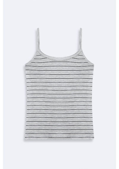 Ltb İnce Askılı Çizgili Crop Gri Atlet Gri Standart