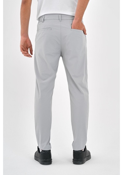 Genie Man Yan Cep Beli Lastikli İnce Gri Jogger Pantolon Gri