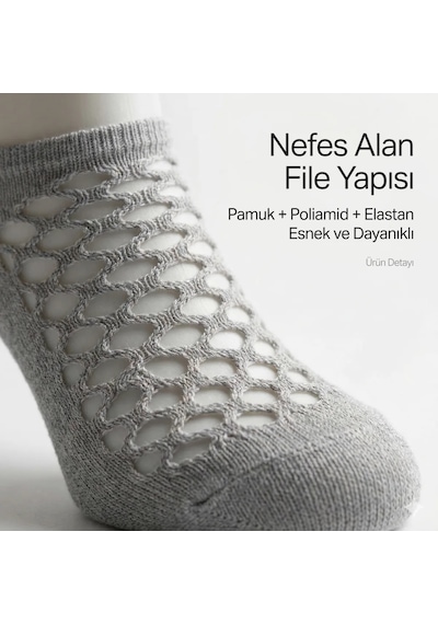 Kadın Fileli Babet Çorap 5'li Set - Nefes Alan, Görünmez, Esnek Ve İnce Yazlık Çorap Diğer
