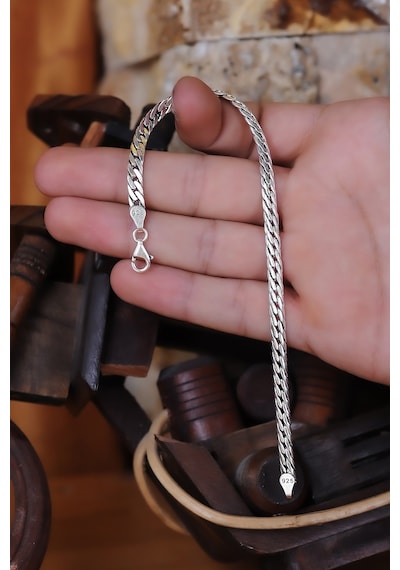 Encili Silver 925 Ayar Gümüş Örgü Model Zincir Kolye Ve Bileklik