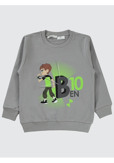 Ben10 Ben 10 Erkek Çocuk Uzun Kol Sweatshirt 2-5 Yaş Gri